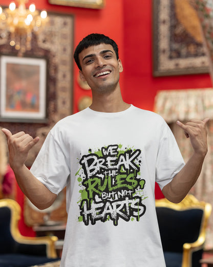 Break Rules Not Hearts Oversized Men's Tshirt