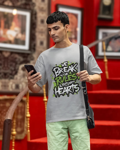 Break Rules Not Hearts Oversized Men's Tshirt