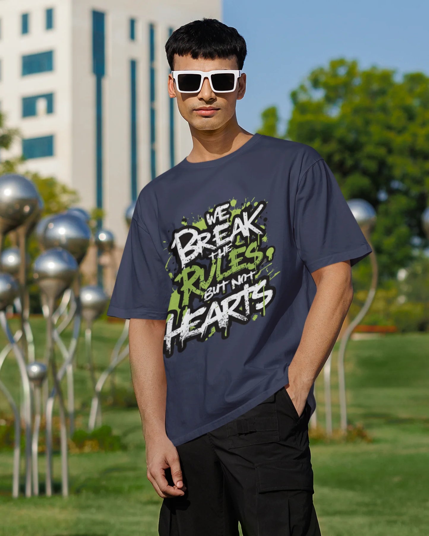 Break Rules Not Hearts Oversized Men's Tshirt